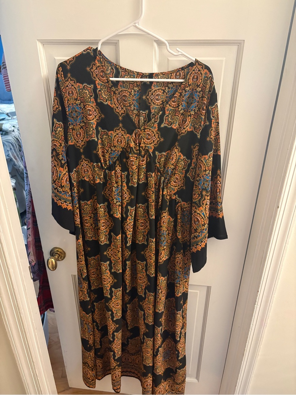 Boho Maxi Dress in Black and Gold